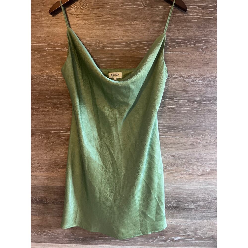 Acoa mini slip dress size Large green strap club y2k party sexy excellent